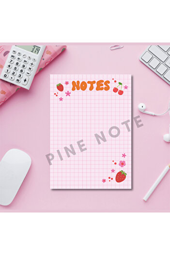 Pine Note Checkered Strawberry Cherry Pattern Planner/To Do List/Notebook/Notepad/Memopad A5