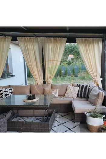 Perdeplus Buldan Linen Balcony Background Curtain Sunshade, Cornice Compatible Single Wing Cotton Background