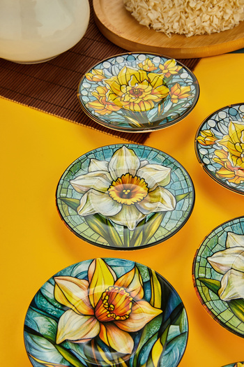 EMBazaar 6 Pieces Iris Narcissus Series Mixed Tea Plate Coaster