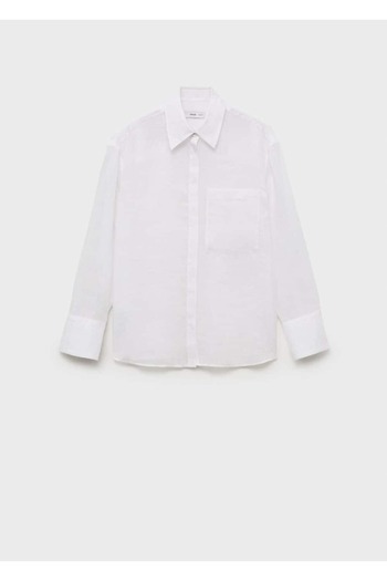 MANGO Woman Ramie Shirt with Pockets