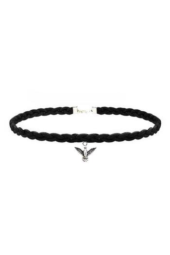 Bijustore Black Suede Hair Braid Albatros Bird Women's Choker