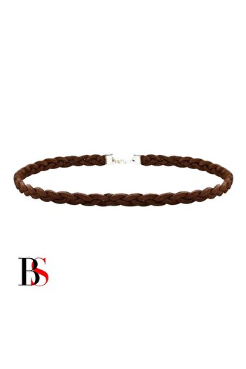 Bijustore Brown Suede Hair Braided Women's Choker