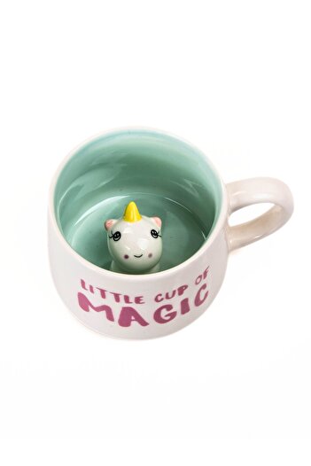 MUKKO HOME Little Cup of Magic Unicorn Biblolu Porselen Kupa – 350 ML, Sevimli ve Sürprizli Tasarım