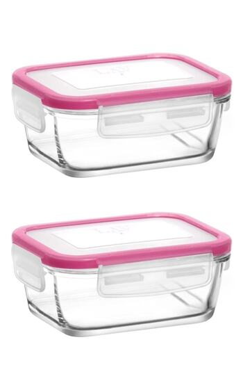 LAV Fresco Pink Lid 2-Piece Storage Container Breakfast 400cc Frs-237