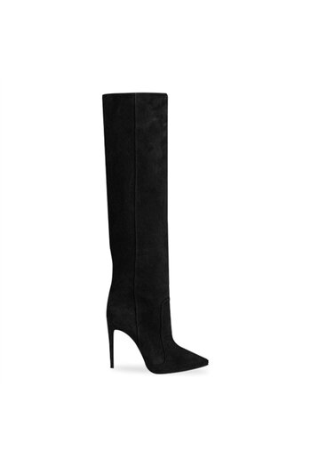 Vario Genuine Suede Thin Heeled Over-The-Knee Women's Boots Black Suede (Black Suede)
