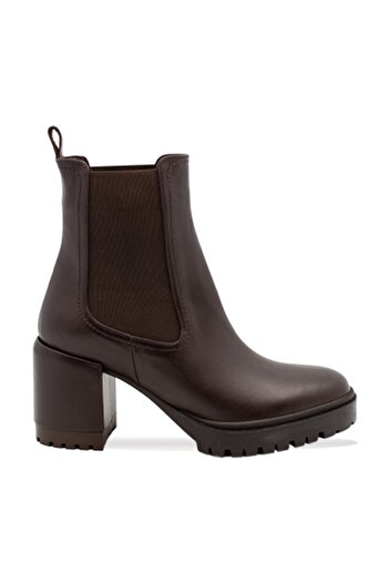 Vario Hakiki Deri Dark Leather Block Bot Kahve (BROWN)