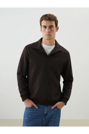 LC Waikiki Southblue Brown Polo Neck Men's Sweatshirt