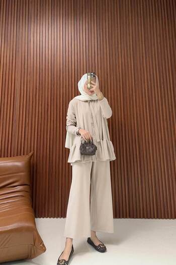 Melike Tatar 6-694 Model Stone Ruffle Suit
