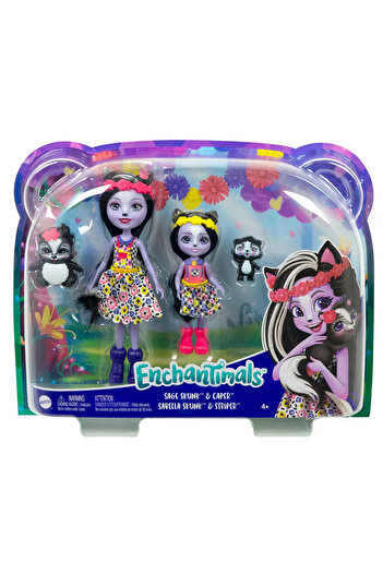 mattel Enchantimals Sisters and Pets Doll Set Sage Skunk and Caper and Sabella Skunk and Striper