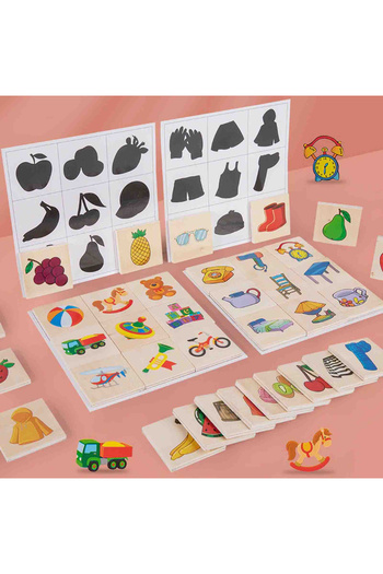 Micostore Educational Picture Matching Game, Shadows, 36 Wooden Pieces