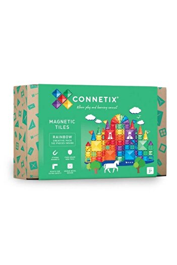 Connetix Set De Constructie Magnetic, 102 Piese, Creative Pack, Tiles