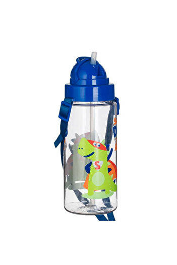 Micostore Sticla Apa Copii Cu Pai, Transparenta,tritan, Fara Bpa, Bidon, 500 Ml, Super Dino - Dinozaur