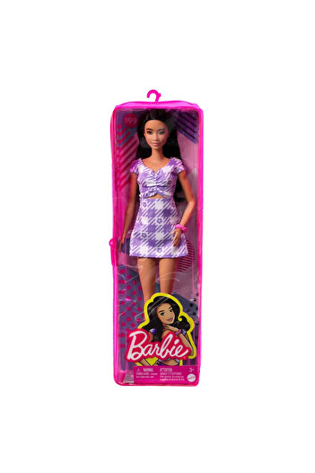 mattel Barbie Fashionista Doll Brunette With Purple Dress