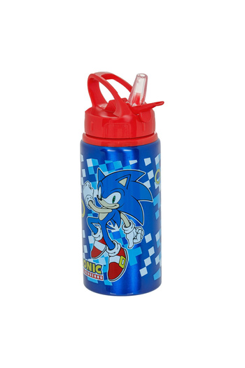 Micostore Kids Water Bottle, Aluminum Can, 500 Ml, With Straw, Sonic, Flip Top, for School and Kindergarten