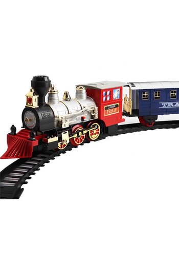 Micostore Electric Train for Children, With Steam, Sounds and Lights, Circuit 13 Classic Pieces