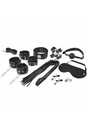 Micostore Set de lenjerie intimă pentru femei, format din 13 piese, din piele ecologică, reglabil