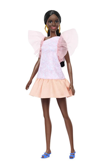 mattel Papusa Barbie Fashionista Afro-americana Cu Rochie Peach