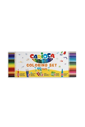 CARIOCA Drawing Set 65 Pieces, Markers, Colored Pencils, Eraser, Sharpener