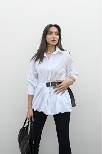 Havoş White Belt Detailed Shirt