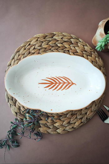 Dfn Life Başak 2-Piece Handmade 30 cm Boat Plate - Fruit Plate - Salad Bowl