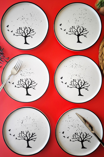 Dfn Life Black Birds 6-Piece Handmade Cake Plate - Presentation Set
