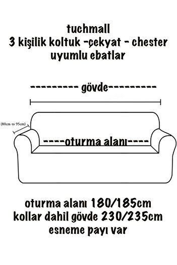 TUCHMALL Tuğla Desen Koltuk Örtüsü Lastikli Kayma Yapmayan 3 Kişilik Çekyat Kanepe Kılıfı 1 Adet