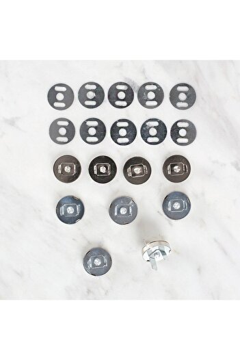 etexy Loren Magnetic Matte Silver Metal 5-Piece Snap Set