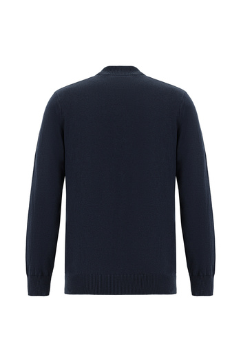 Abdullah Kiğılı Bato Collar Slim Fit Slim Fit Patterned Cotton Cashmere Knitwear Sweater