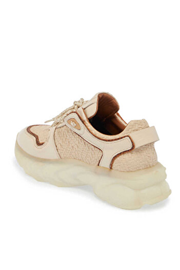 Tergan Ekru Deri-vegan Kadın Sneaker - K24ı1ay67342-r90