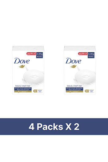 Dove Moisturizing Soap Bar, Original With ¼ Cream, Nourishing For All Skin Types, 125g (PACK OF 4) X2