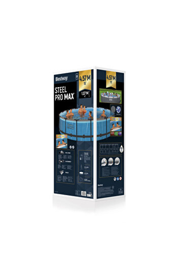 BESTWAY Pool Set Steel Pro Max LED 457x107cm | Includes LED light | Family Pool | Summer Pool