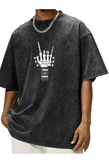 PENTHİLUS Men's Vintage Waxed Guitar Printed Short Sleeve T-Shirt