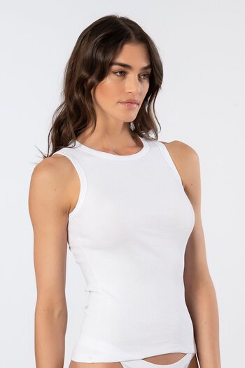 TÜREN Türen Women's Thick Strap Ribbed Tank Top 3407/White
