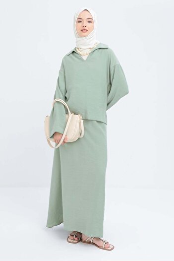 ALLDAY Mint-V Collar Modal Skirt Suit
