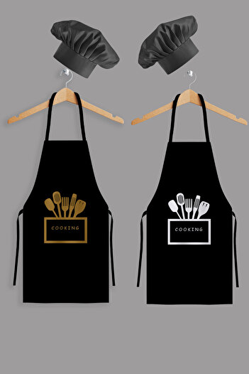 AYSHOME Ays Home Cooking 2-Piece Kitchen Apron Set with Hat (4 Pieces)