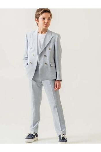 Zekids Boy's Double Breasted Cut Blazer 3-Piece Sports Suit
