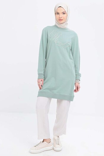 ALLDAY Defne-Front Lycra Sweat with Embroidery Detail