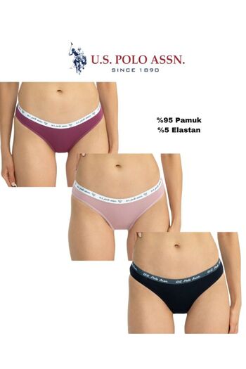 U.S. Polo Assn. Set de 3 piese pentru femei, licențiat USPA, 95% bumbac, 5% elastan