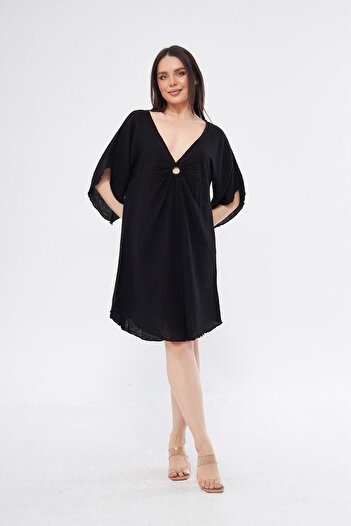 White By Nature Mini Black Ring Dress