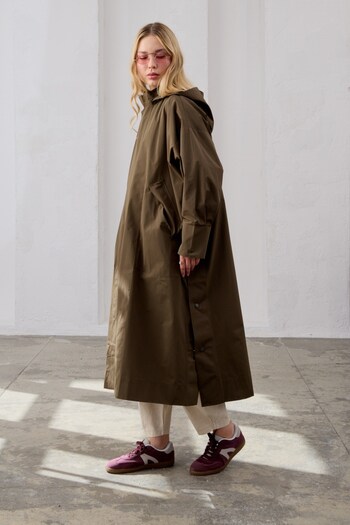 QANU Hooded Oversize Raincoat Green
