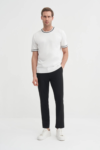 Cazador Crew Neck Regular Fit Striped Knitwear T-Shirt