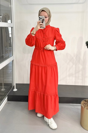 ModaSelin Ms334 Lace Judge Collar Red Dress
