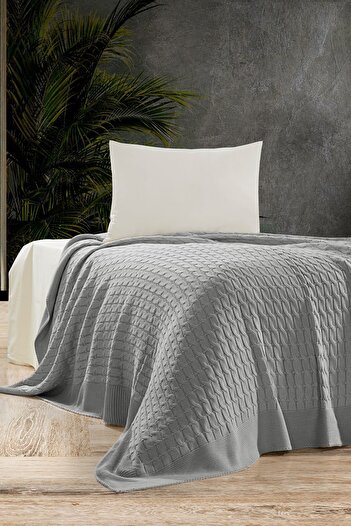 DOUX HOME Petra Knitwear Bedspread Single 180 X 230 (Gray) -