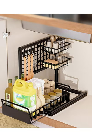ALMUFARREJ Under Sink Organizer,Pull Out Cabinet Organizer 3Tier Slide Out Sliding Shelf Under Cabinet Storage