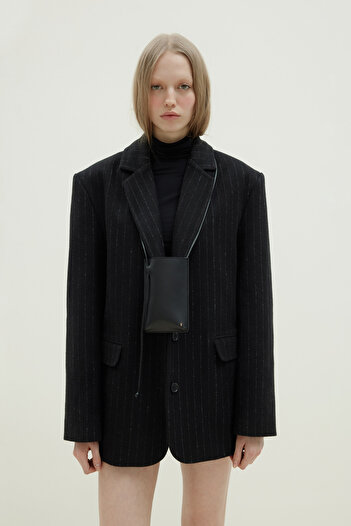 Suud Collection Black Gina Stamped Long Jacket