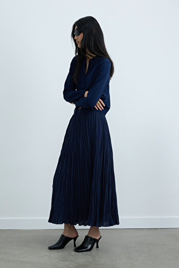 Suud Collection Navy Blue Lea Knitwear Cardigan