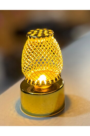 Mnk LED IŞIKLI  DEKORATİF SUNUM VE GECE LAMBASI 6CM ALTIN RENGİ METAL KAFESLİ  2Lİ SET OLARAK YOLLANIR