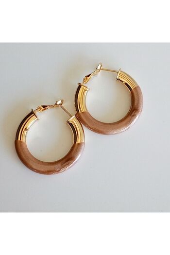 Ödül Moda Mineli Light Brown Gold Hoop Earrings