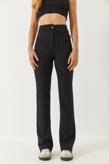 Bianco Lucci Women's High Waist Striped Spanish Cut Pants 60261489