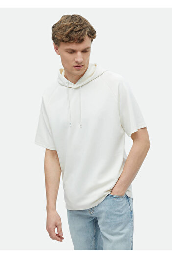 Ramsey Hooded Ecru Plain Sweatshirt